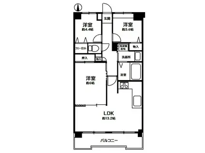 エンゼルハイム東川口北原台(3LDK/1階)の間取り写真