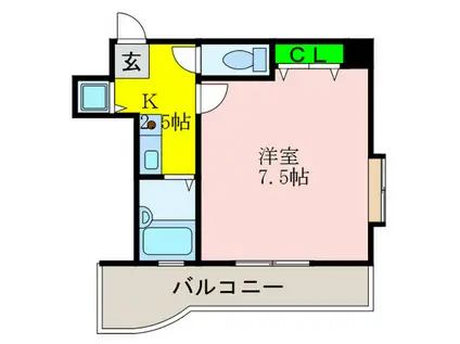 ルグランマンション(1K/3階)の間取り写真