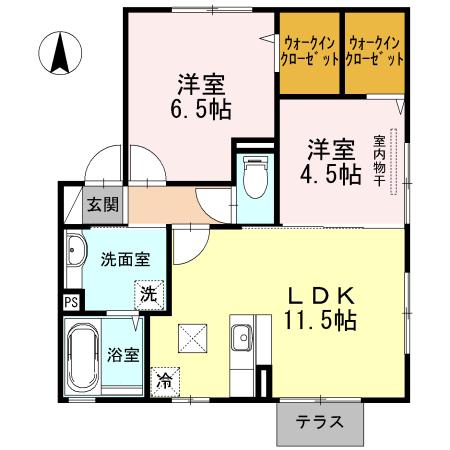 メゾン・ド・アンジュ(2LDK/1階)の間取り写真