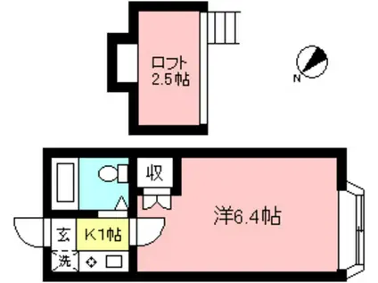 サンプライム(1K/2階)の間取り写真