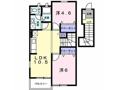 アリアーテ(2LDK/2階)の間取り写真