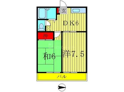 LANDFOREST柏の葉II(2DK/2階)の間取り写真