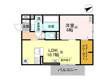 D-REGALO江守中(1LDK/3階)の間取り写真