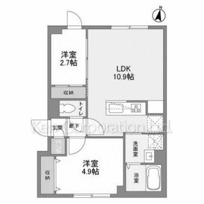 ウェルスクエア西新宿五丁目(2LDK/2階)の間取り写真