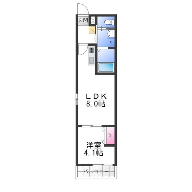 KS ノース PLASE(1LDK/3階)の間取り写真