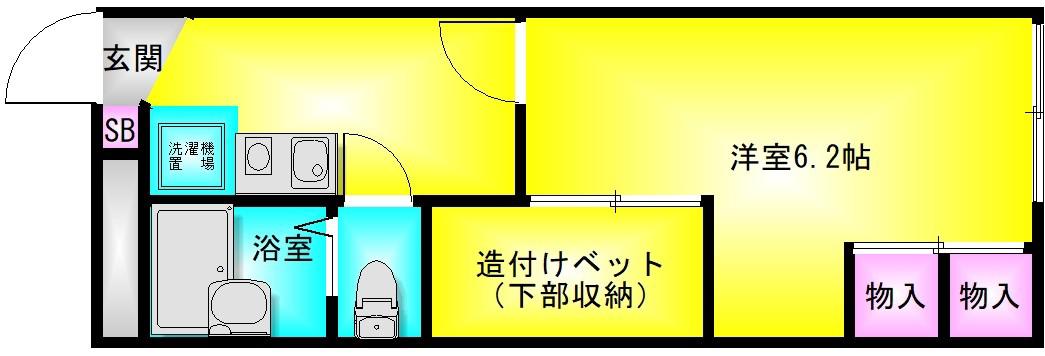 バウムフェルド(1K/2階)の間取り写真