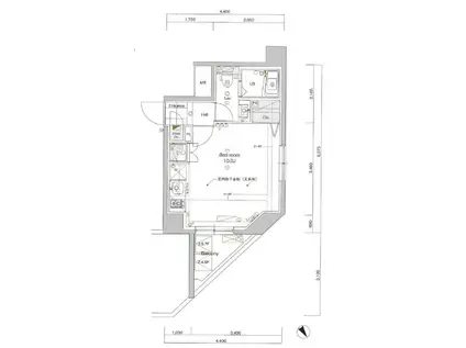 アルテシモ ディオ(ワンルーム/2階)の間取り写真