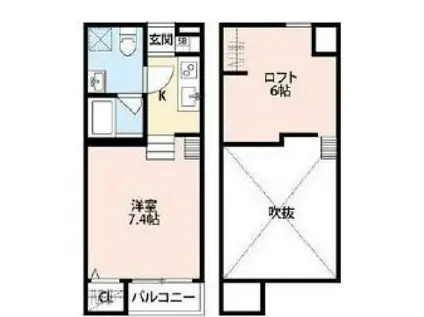 フリーハンド松戸(1K/1階)の間取り写真