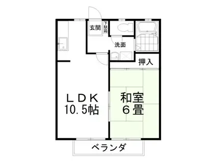 ビーライン箕田A棟(1LDK/1階)の間取り写真