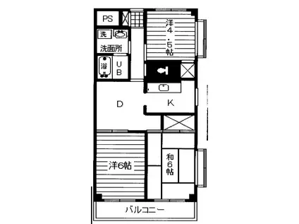 マンション・コイムII(3DK/4階)の間取り写真