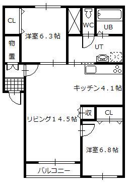 グランデ21・22(2LDK/1階)の間取り写真
