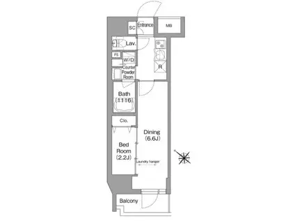 コンフォリア・リヴ茅場町(1LDK/3階)の間取り写真