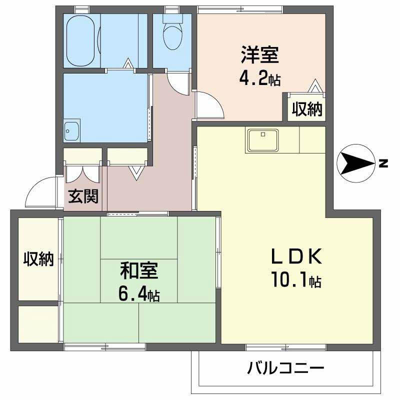 シャーメゾン北野(2LDK/2階)の間取り写真