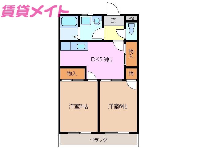 UPWARD HOUSE(2DK/2階)の間取り写真