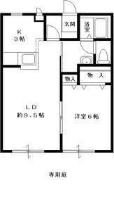 エブリンY(1LDK/1階)の間取り写真
