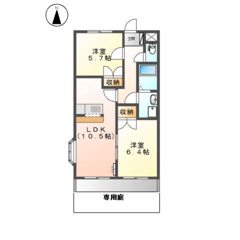 グリーンハイム松橋II(2LDK/1階)の間取り写真