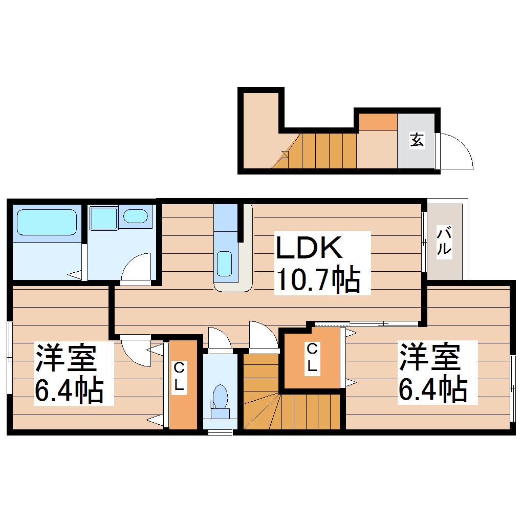 レプレハイツ(2LDK/2階)の間取り写真