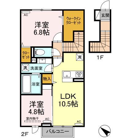 ジェントリー(2LDK/2階)の間取り写真
