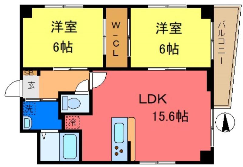 LA PRIMA GRANDE(2LDK/6階)の間取り写真