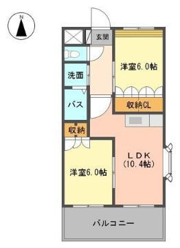 HAMAステイツ(2LDK/2階)の間取り写真