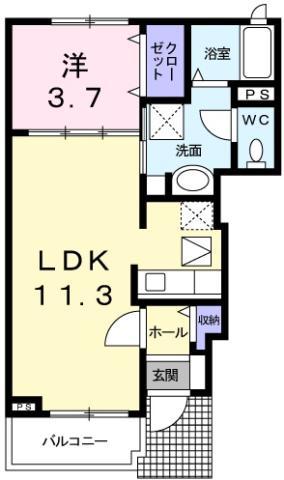 プリマベーラ B(1LDK/1階)の間取り写真
