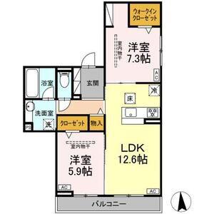 ラパーチェ(2LDK/1階)の間取り写真