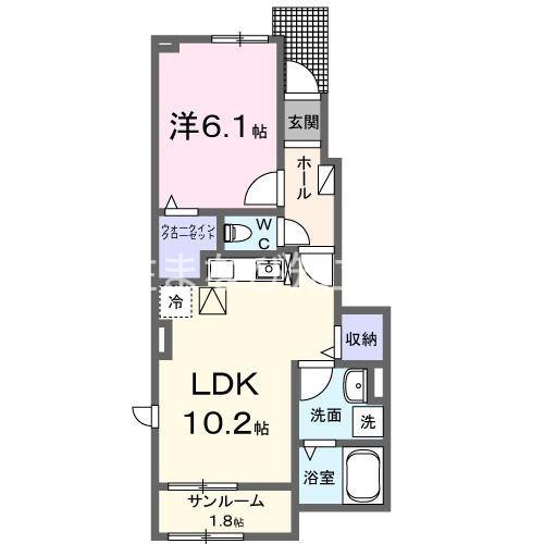 カメリア アオキ(1LDK/1階)の間取り写真
