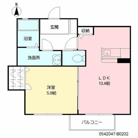 コオリナB(1LDK/2階)の間取り写真