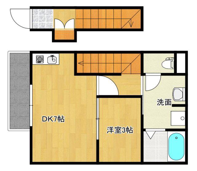 FAIR COURT安東 NO.1(1LDK/2階)の間取り写真