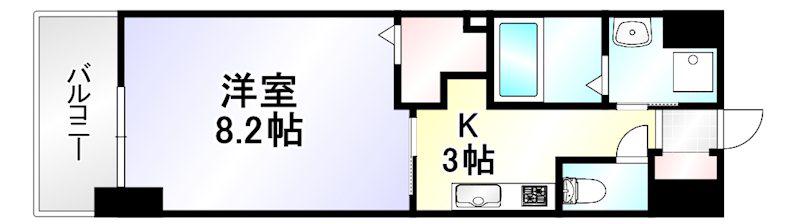 ラ・フェリス下到津(1K/7階)の間取り写真