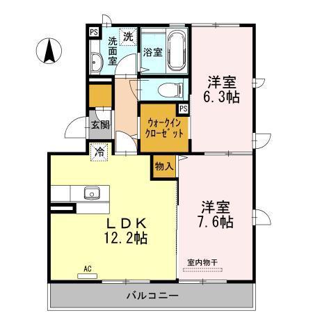 RE・EARTHの杜ほし(2LDK/3階)の間取り写真
