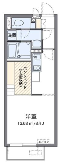 ミランダIIDA(ワンルーム/2階)の間取り写真
