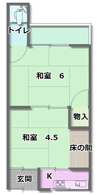 ひかり文化(2K/2階)の間取り写真