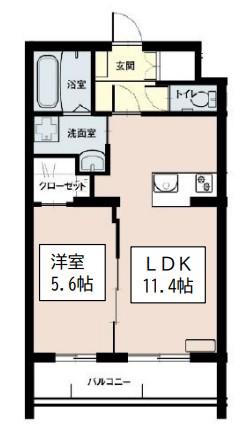 クレール葵西(1LDK/1階)の間取り写真