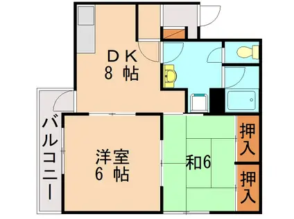 マーキス若宮(2DK/1階)の間取り写真