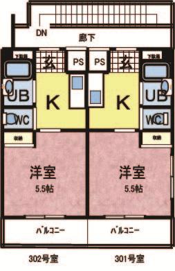 角屋ビル(1K/3階)の間取り写真