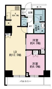 ザ・パークハウス新宿タワー(2LDK/16階)の間取り写真
