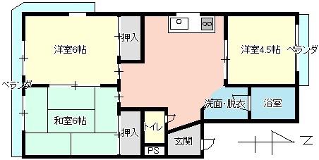 浦里第一マンション(3DK/4階)の間取り写真