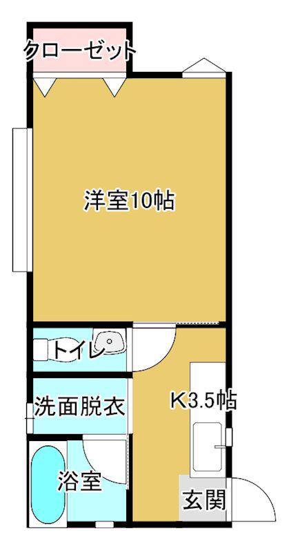 プリシェールKーIII(1K/1階)の間取り写真