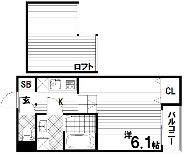 コートブルー須磨(1K/2階)の間取り写真
