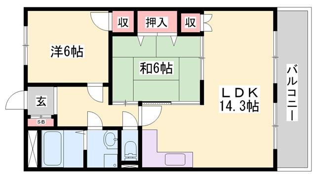 ハイツメロディ(2LDK/3階)の間取り写真