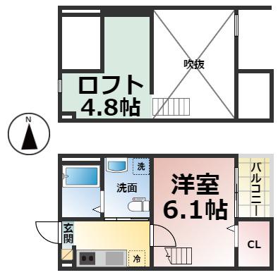 アラブランシュ中村 (1SK/2階)の間取り写真