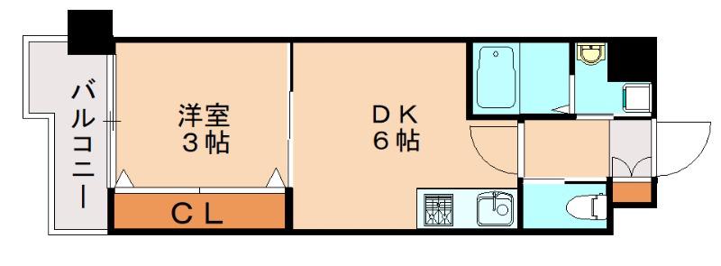 ギャラン折尾(1DK/4階)の間取り写真