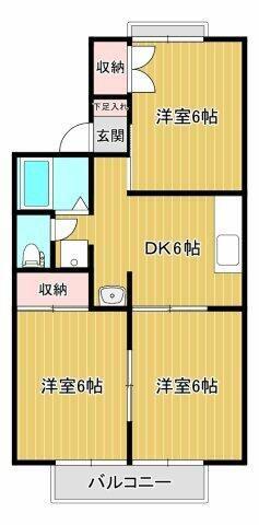 セジュールK&T IV(3DK/2階)の間取り写真