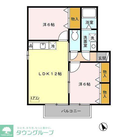 ベルテD(2LDK/2階)の間取り写真