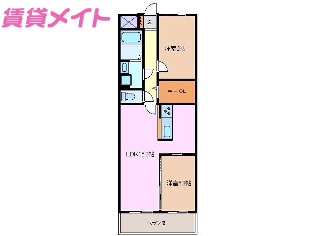 アンシャンテ(2LDK/1階)の間取り写真