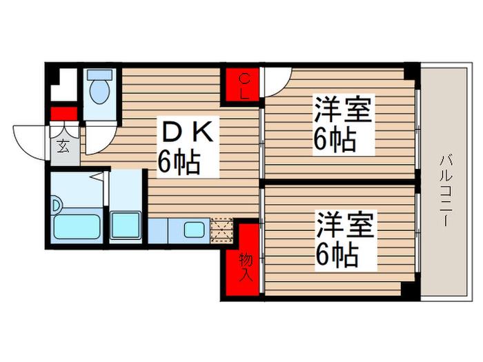 パインクレストヨシ(2DK/2階)の間取り写真