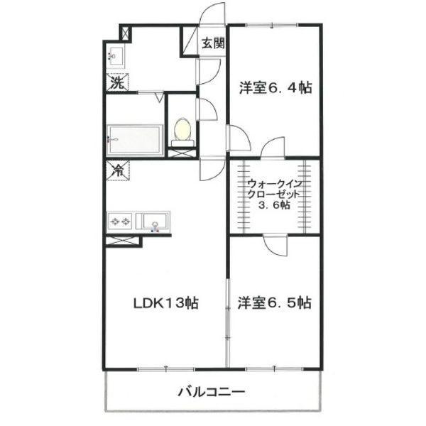 グランヴィータB棟(2LDK/3階)の間取り写真