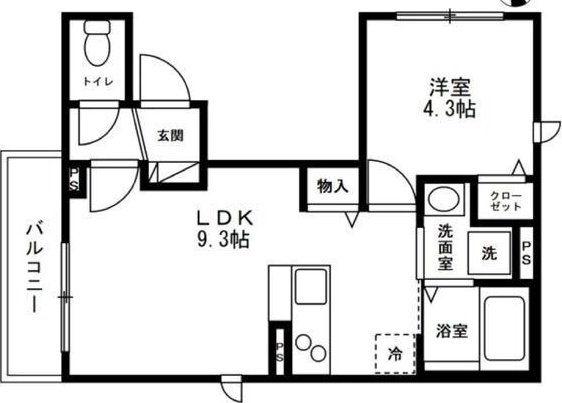 WHITE BASE 駒場(1LDK/3階)の間取り写真