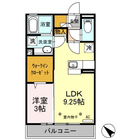 ガッティーノ(1LDK/2階)の間取り写真